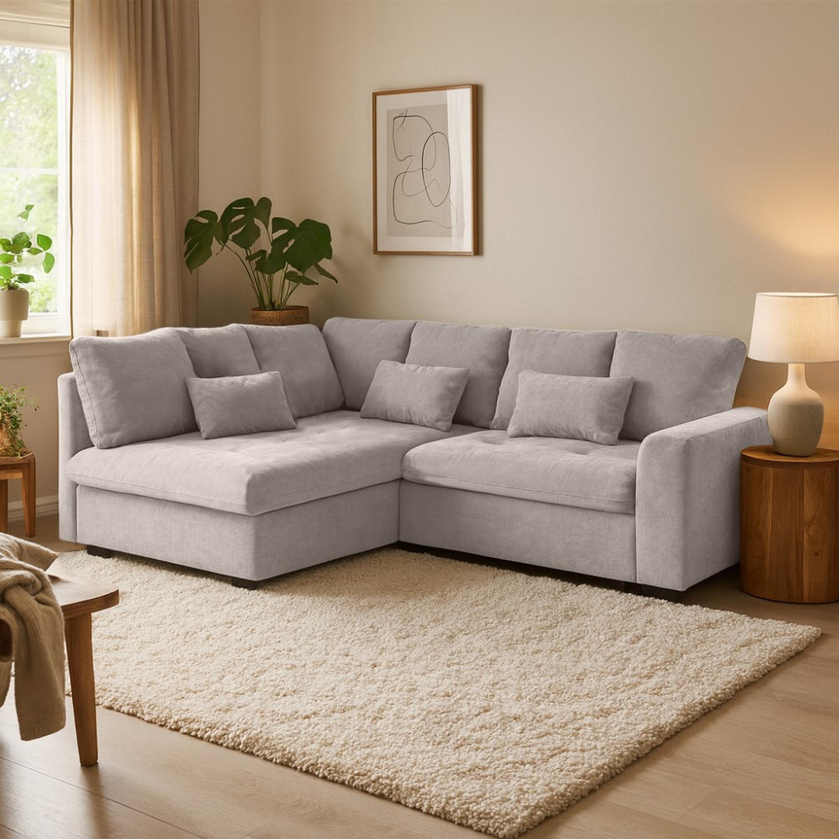 ECKSCHLAFSOFA Ramo mit Bettkasten, Topper gratis, Cappuccino, links - Schwarz/Cappuccino, Textil (229/190cm) - Beautysofa