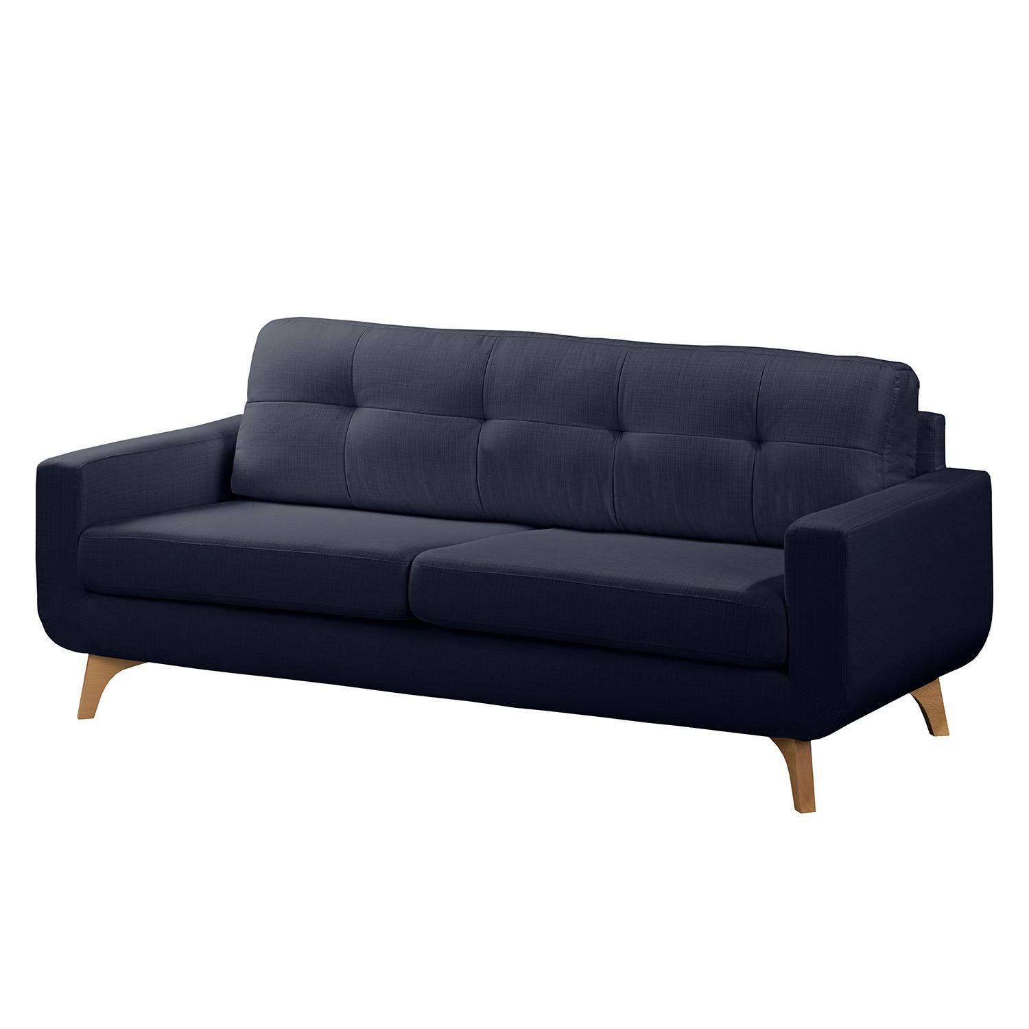 3-SITZER SOFA - Strukturstoff - Dunkelblau, Textil (198/88/90cm) - home24