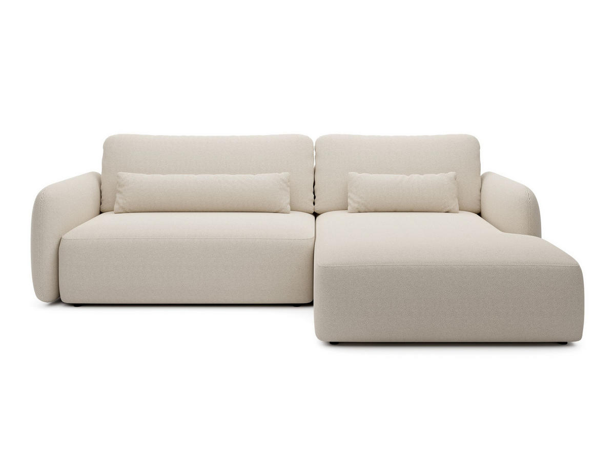 ECKSOFA ATTO Beige Jersey mit Schlaffunktion - Beige, Holz (243/163cm) - MASSENO