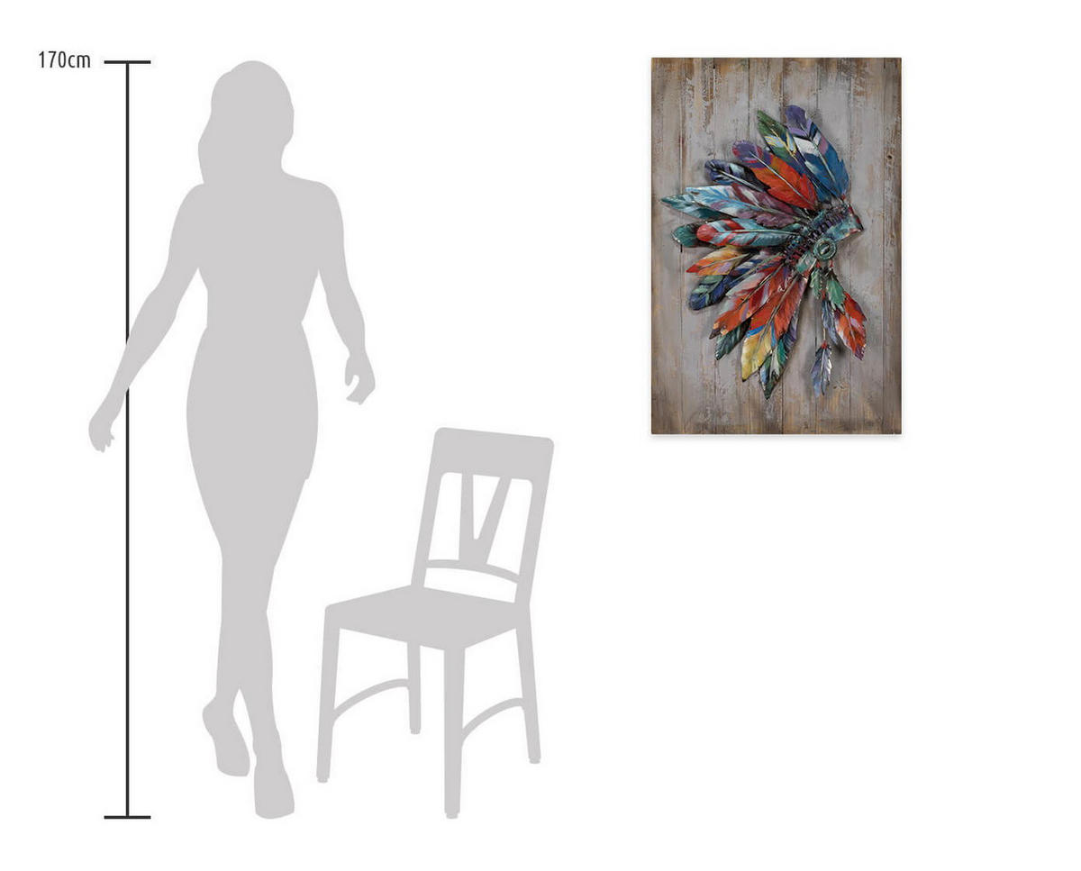 METALLBILD Bunt 60/90 cm - Multicolor/Braun, Metall (3.27/90cm) - KUNSTLOFT