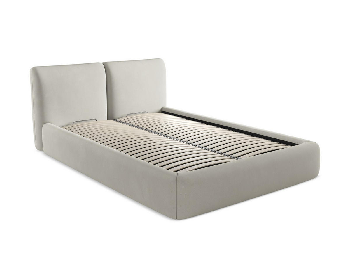 POLSTERBETT mit Bettkasten und Lattenrost 160x228 Beige - Beige/Schwarz, Kunststoff/Textil (140/200cm) - Makamii