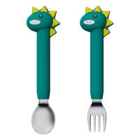 BABY Besteckset 2-teiliges Set Dinosaurier Grün - Grün, Kunststoff