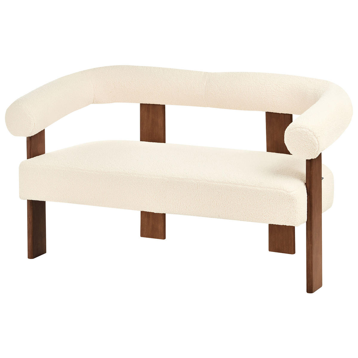 2-SITZER-SOFA Bouclé Cremeweiß/Dunkelbraun Ilbro - Creme, Textil (138/76/68cm) - Beliani