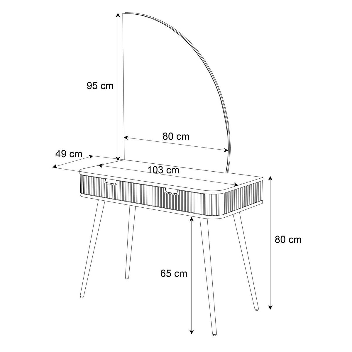 SCHMINKTISCH ZAIRA-QS mit LED Spiegel Linke Kaschmir - Kaschmir, Holzwerkstoff (103/80/49cm) - Lookway