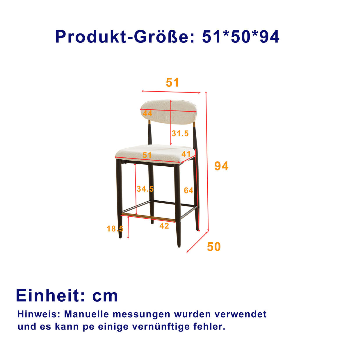 BARHOCKER 2er-Set mit Rückenlehne und Stoffkissen, Creme - Beige, Textil (51/94/50cm)