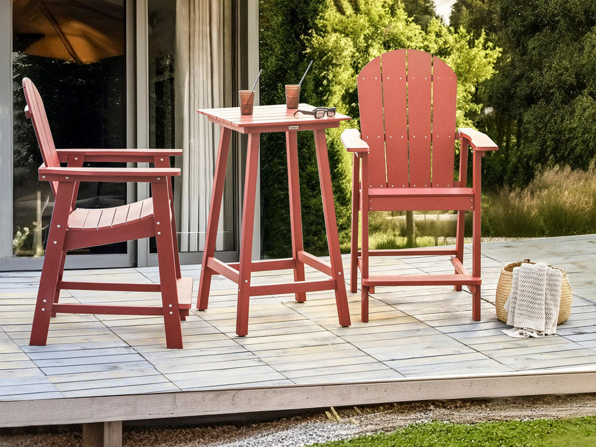BISTRO-SET 2-Sitzer Rot Adirondack - Rot, Kunststoff - Beliani