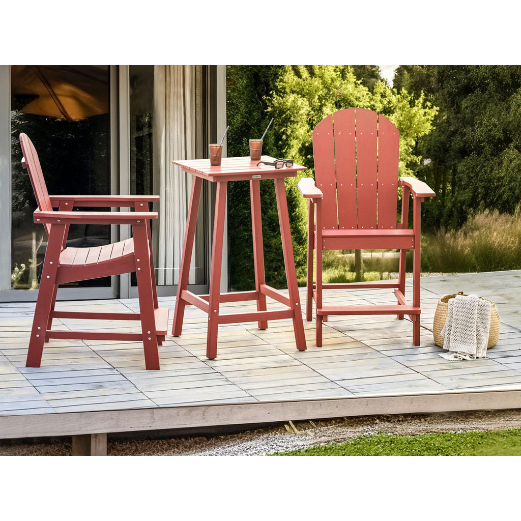 Thumbnail - Beliani Bistro-Set, Rot, Kunststoff, Balkonmöbel, Balkonmöbel-Sets