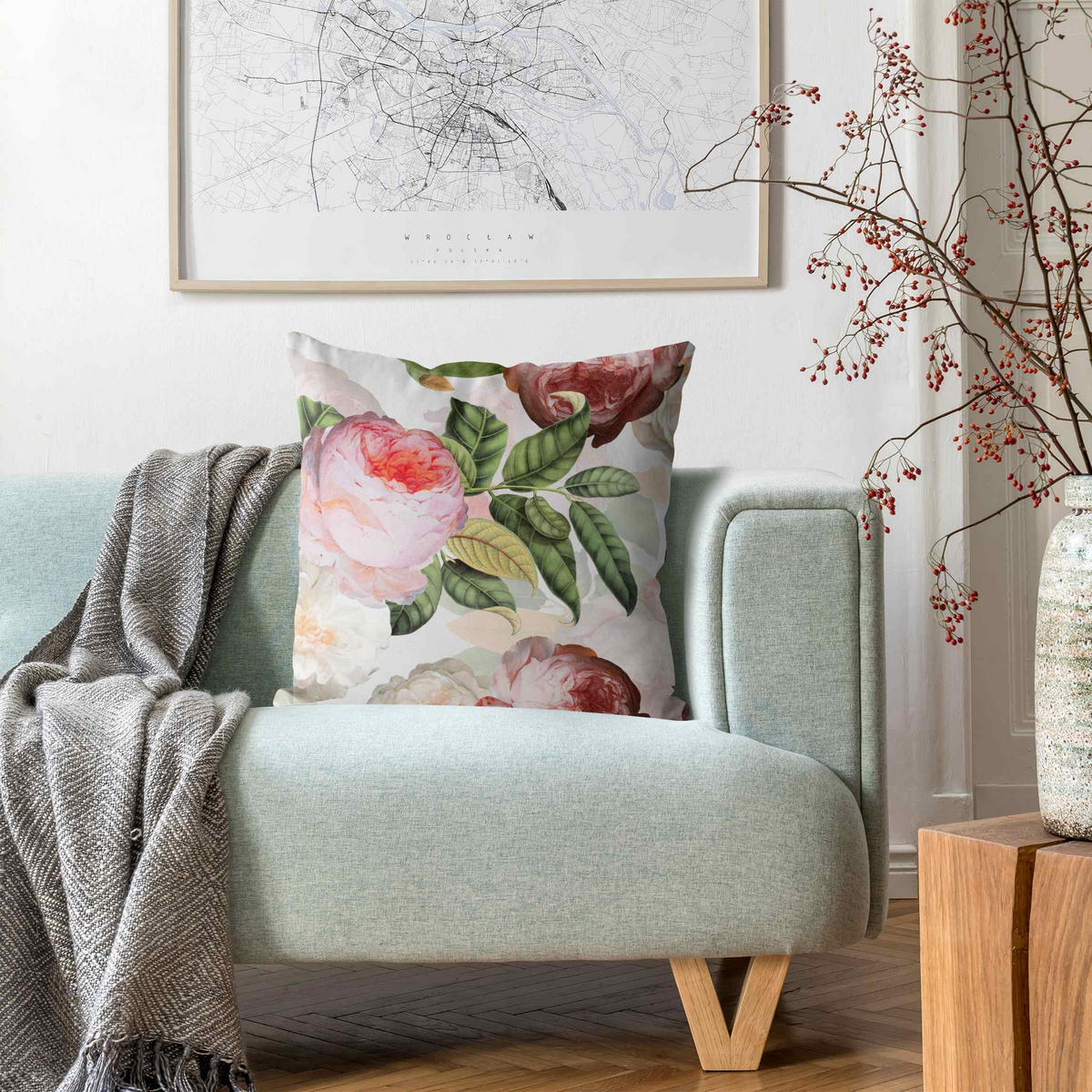 KISSENBEZUG Pfingstrosen mit Blättern 40/40 cm - Rosa, Textil (40/40cm) - Bilderwelten