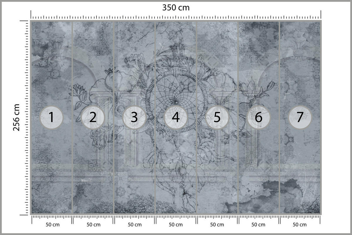 FOTOTAPETE für Schlafzimmer Traumfänger Vintage Säulen 350x256 - Grau, Papier (350/256cm) - Muralo