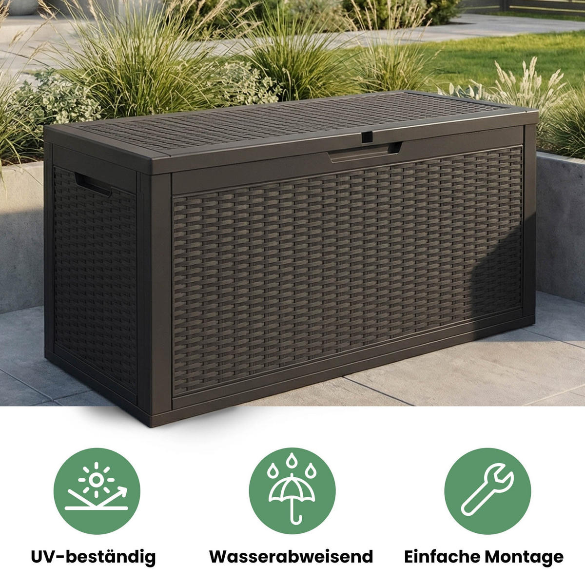 GARTENBOX 340L Schwarz - Schwarz, Kunststoff (119/58.8/51.7cm) - Akord