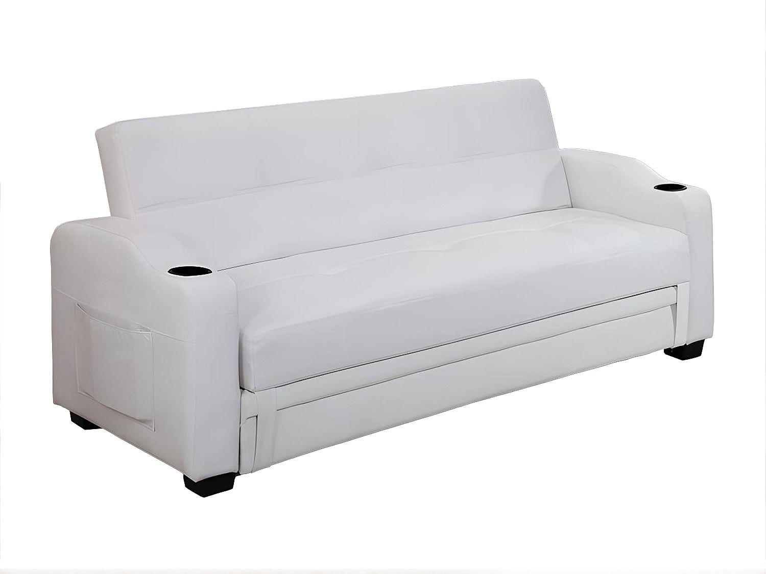 SCHLAFSOFA - 3 Personen - Kunstleder - Weiß - - Weiß, Leder (197/83/89cm) - Vente-Unique
