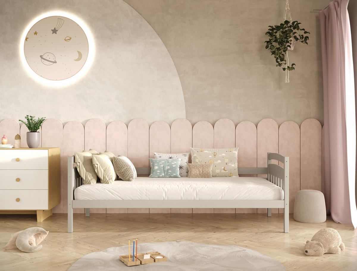 KINDERBETT Tosia mit Matratze 90/200 Grau 90/200 - Grau, Holz (90/200cm) - RAUMHIRSCH FURNITURE