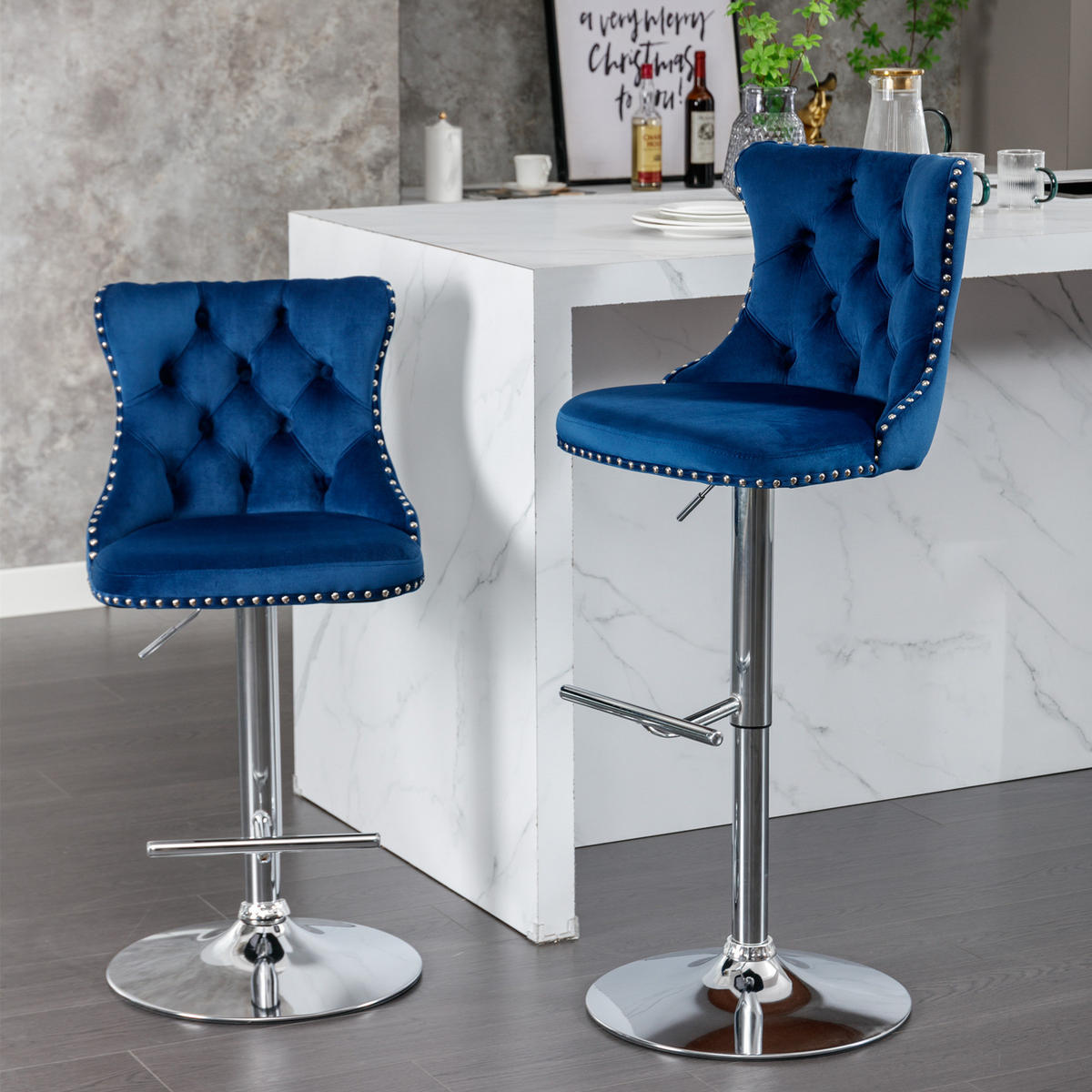 BARHOCKER DE-36328 2er-Set mit 360°-Drehung Blau - Blau, Metall (46/115/46cm) - ComfortXL