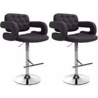 BARHOCKER 2er Set Stoff schwarz - Chromfarben/Schwarz, Textil/Metall (62/103/55cm) - CLP