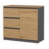 KOMMODE 1D3S SCHRANK 1 TÜR 3 SCHUBLADEN ANTHRAZIT EICHE ARTISAN - Anthrazit/Eiche Artisan, Holzwerkstoff (80/75/40cm) - CDF