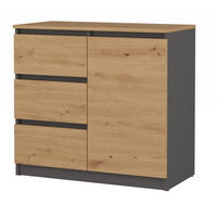 KOMMODE 1D3S SCHRANK 1 TÜR 3 SCHUBLADEN ANTHRAZIT EICHE ARTISAN - Anthrazit/Eiche Artisan, Holzwerkstoff (80/75/40cm) - CDF