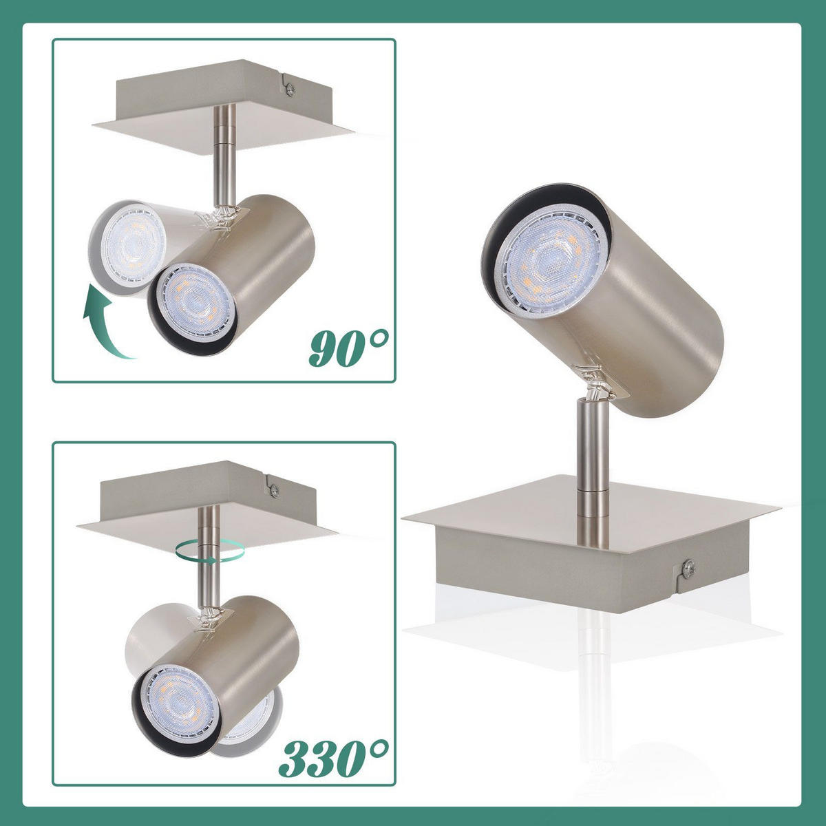 DECKENSTRAHLER Eddard 16.5/9/5.5cm - Silberfarben, Metall (16.5/9/5.5cm) - ZMH