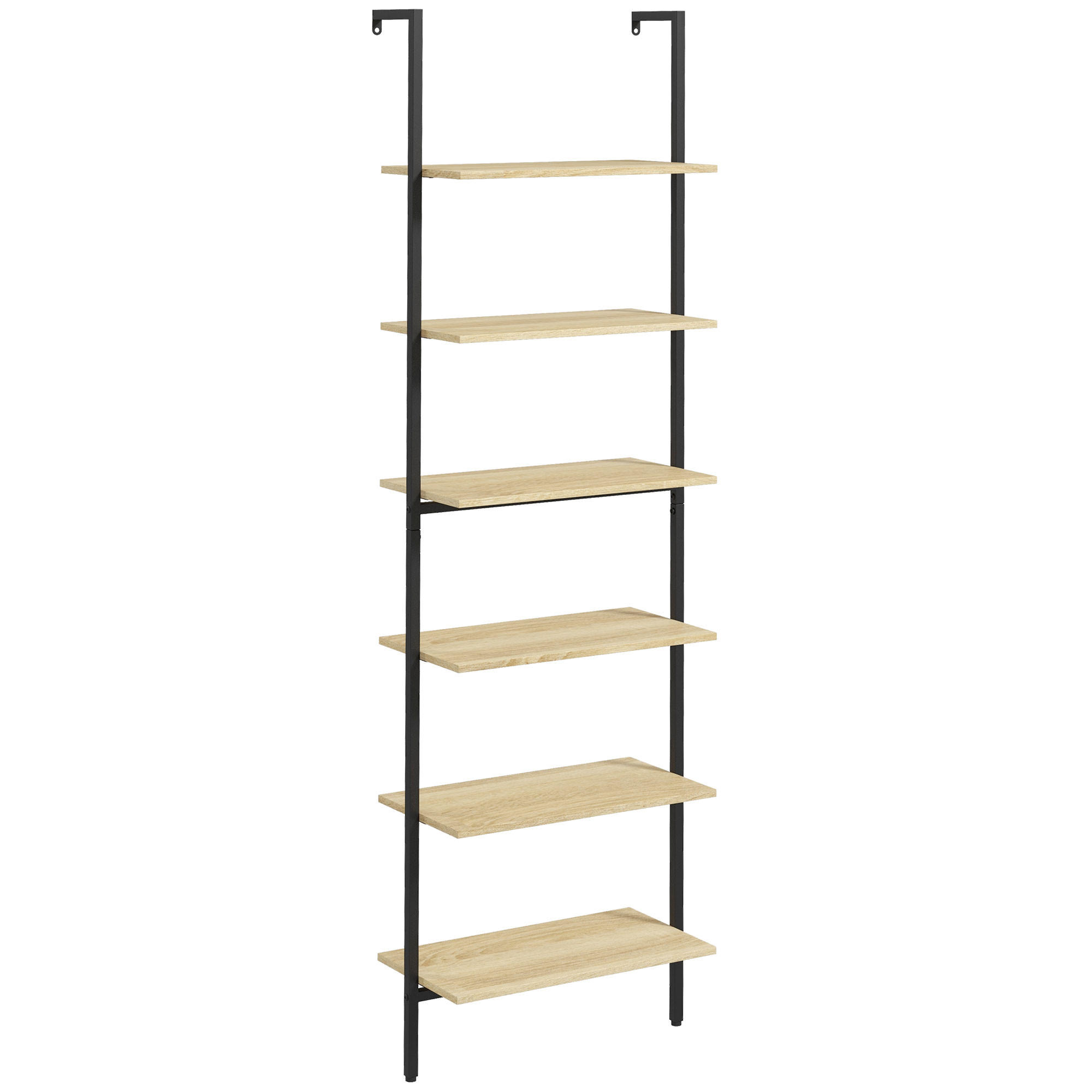 REGAL DE-15493 6-stufig, 60/30/206 cm Schwarz/Naturholz - Naturfarben, Holzwerkstoff (60/206/30cm) - ComfortXL