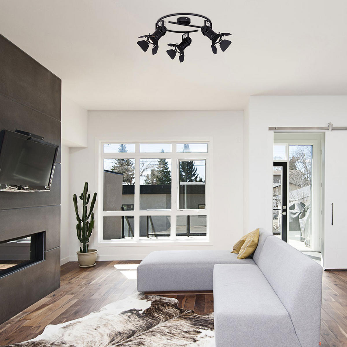 DECKENLEUCHTE Metall Schwarz 3-flammig - Schwarz, Metall (40/40/26.5cm) - Globo Lighting