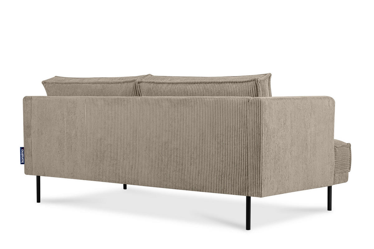 3-SITZER-SOFA GANZO 2 Kissen inklusive, Cord-Stoff, beige - Beige/Schwarz, Textil/Metall (193/84/92cm) - KONSIMO®