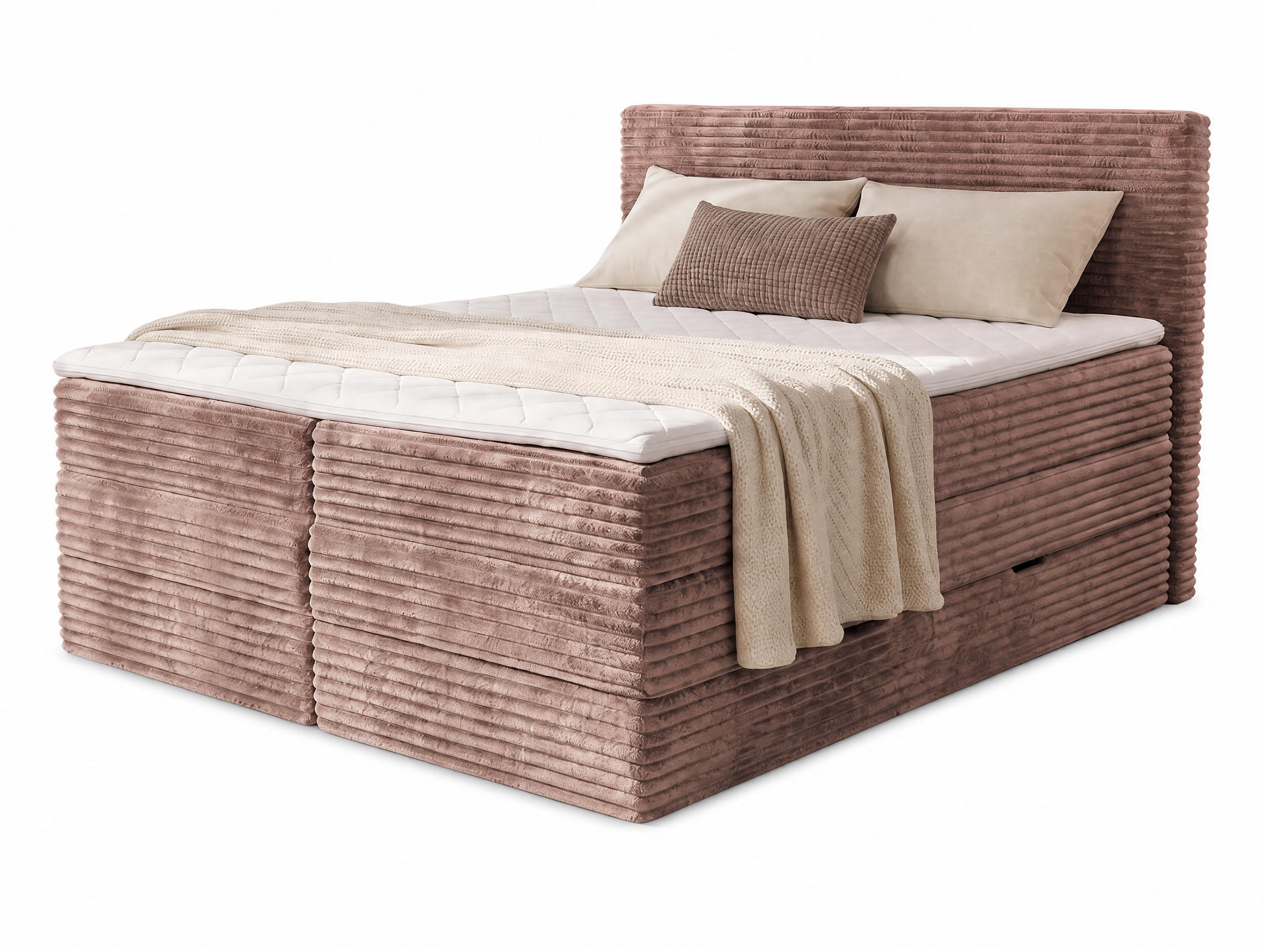 BOXSPRINGBETT Mollo Max - 140x200 - braun (Tilia 17, Cord) - Schwarz/Braun, Holz/Holzwerkstoff (140/200cm) - Sofnet