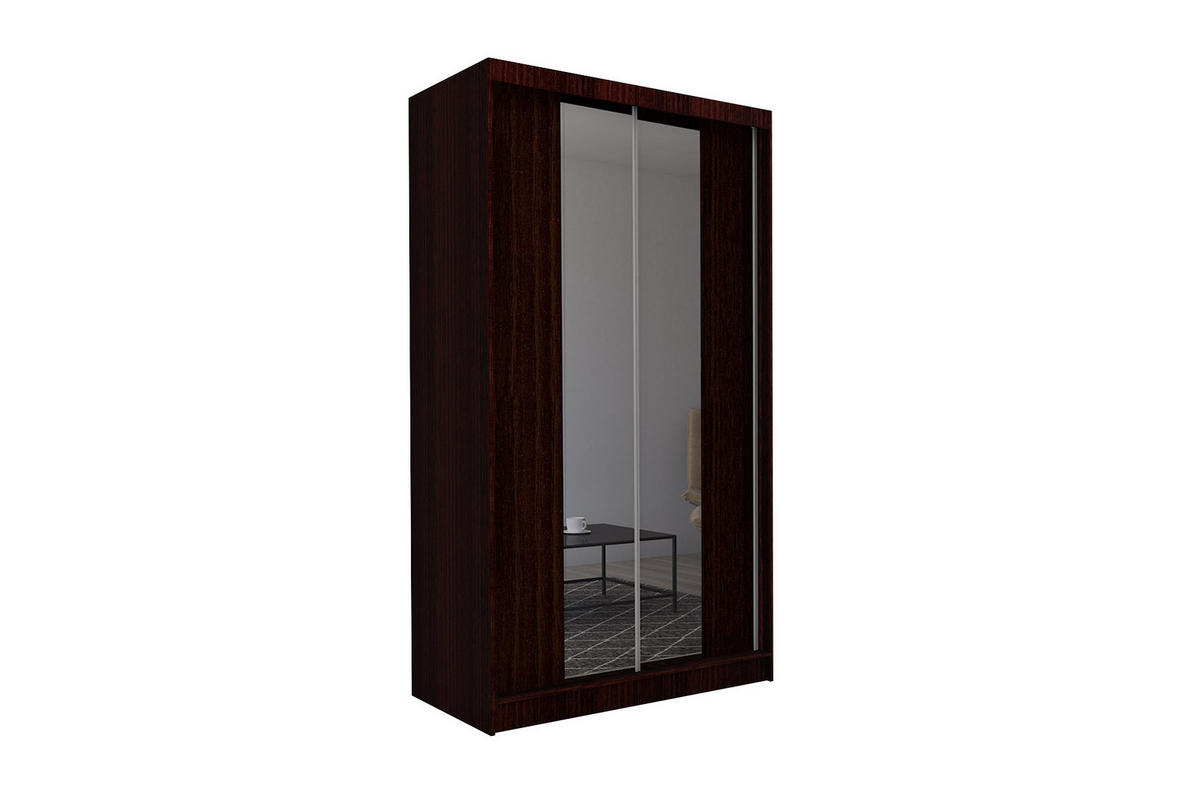 SCHWEBETÜRENSCHRANK LUCENZA 150/216/61 cm 2-türig mit Spiegel Wengefarben - Wengefarben, Holzwerkstoff (150/216/61cm) - MASSENO