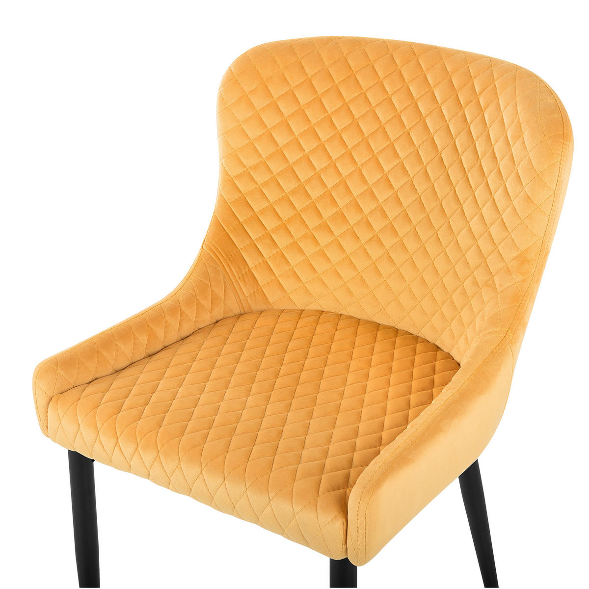 ESSZIMMERSTUHL 2er-Set Samtstoff Gelb Solano - Gelb, Textil/Metall (51/82/52cm) - Beliani