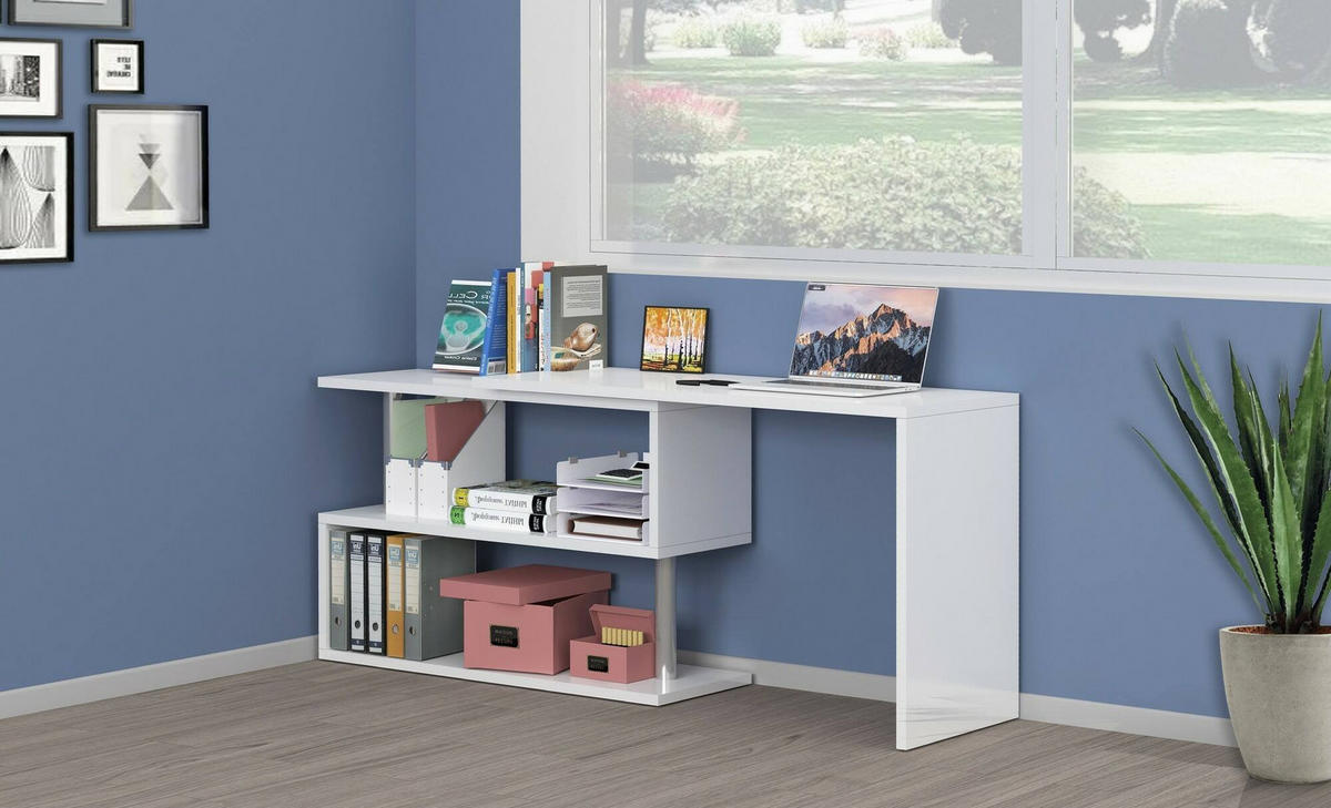 SCHREIBTISCH Glänzendes Weiß 50/120/75 cm - Weiß, Holzwerkstoff (50/120/75cm) - DMORA
