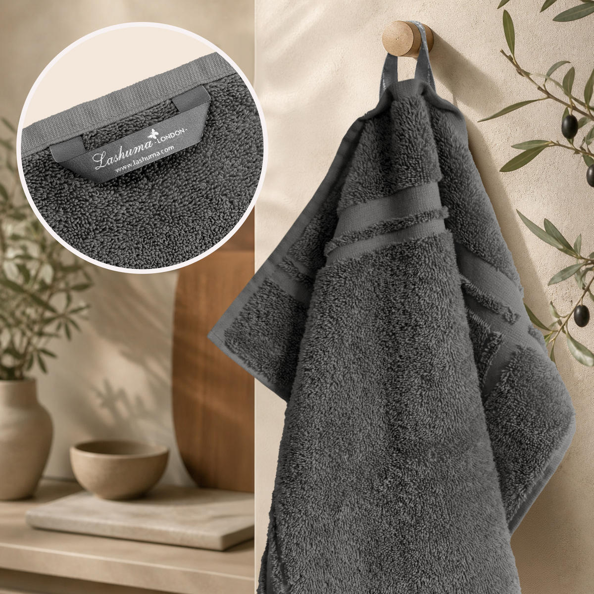 FROTTEE Küchenhandtücher 50x50 cm, 4er Set, Anthrazit Grau - Anthrazit, Textil (50/50cm) - Lashuma