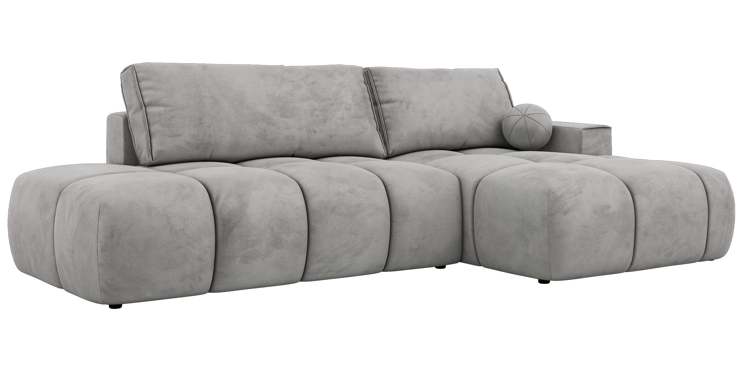 ROHOVÁ SEDAČKA LORAN L Světle šedá Samet - Pravá - černá/světle šedá, textil/plast (292/170cm) - MKS