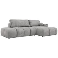 ROHOVÁ SEDAČKA LORAN L Světle šedá Samet - Pravá - černá/světle šedá, textil/plast (292/170cm) - MKS