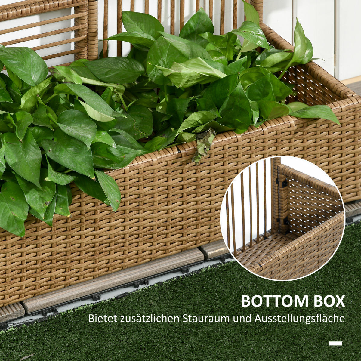POLYRATTAN Hochbeet, Pflanzenkasten - Sandfarben, Metall (103/29/103cm) - Outsunny