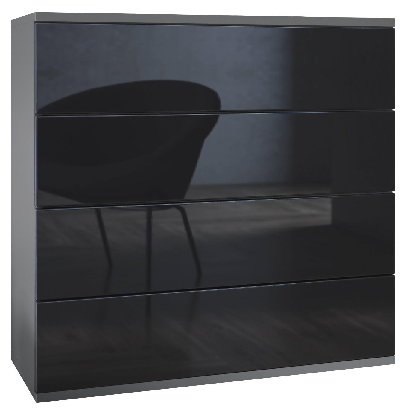 Vladon Kommode Schwarz Hochglanz 76x76x35 cm