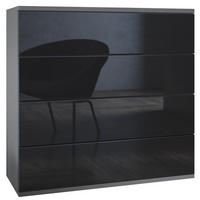 KOMMODE Pavos Schwarz Hochglanz - Schwarz Hochglanz, Holzwerkstoff (76/76/35cm) - Vladon