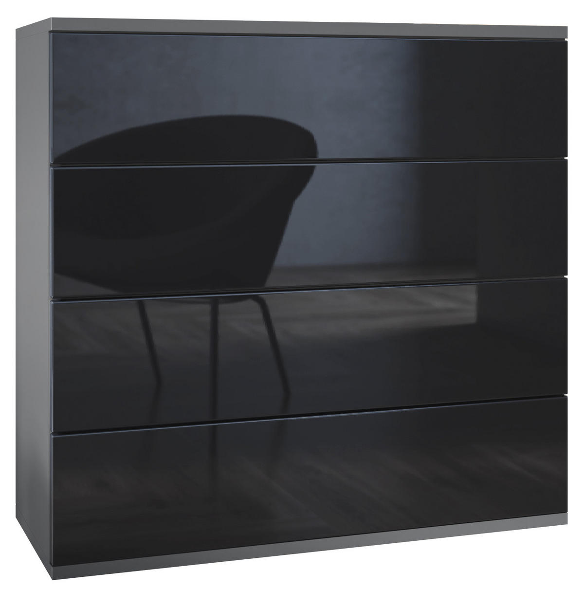KOMMODE Pavos Schwarz Hochglanz - Schwarz Hochglanz, Holzwerkstoff (76/76/35cm) - Vladon
