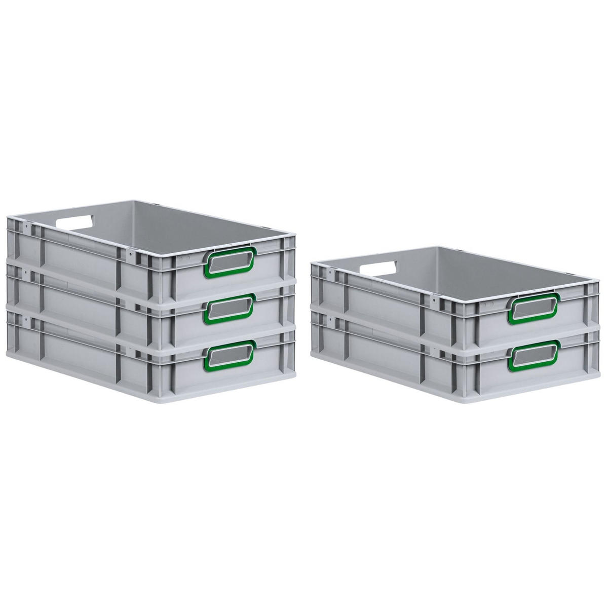 EUROBOX 5x Nextgen Color 12x40x60cm 23 Liter Griffe Grün Offen - Grün, Kunststoff (40/12/60cm) - PROREGAL