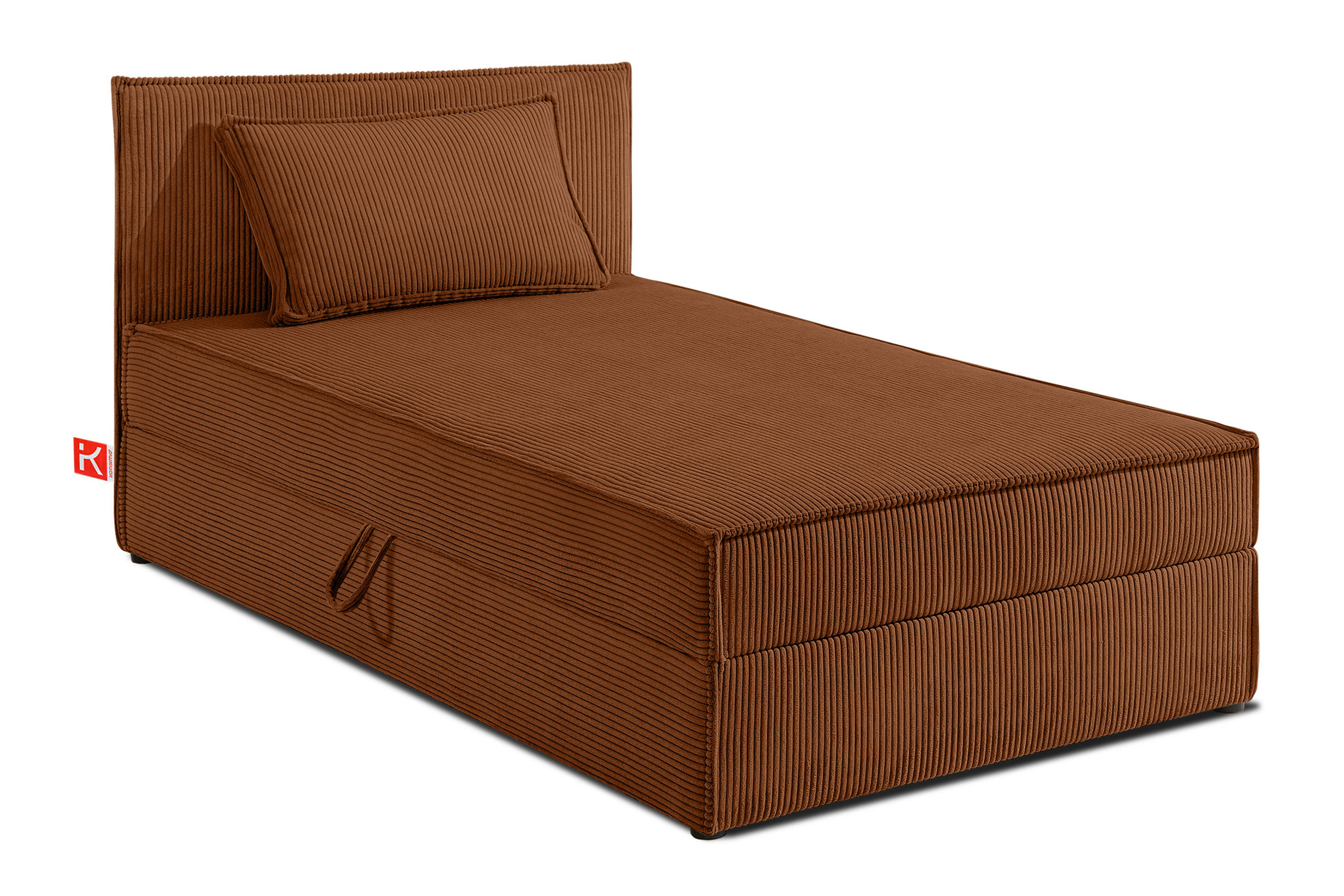 BOXSPRINGBETT ROTI Einzelbett, orange - Schwarz/Orange, Holz/Holzwerkstoff (100/200cm) - KONSIMO®