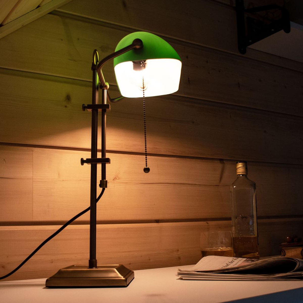 LED SCHREIBTISCHLAMPE Bronze Grün - Weiß, Metall (26.5/25/56cm)