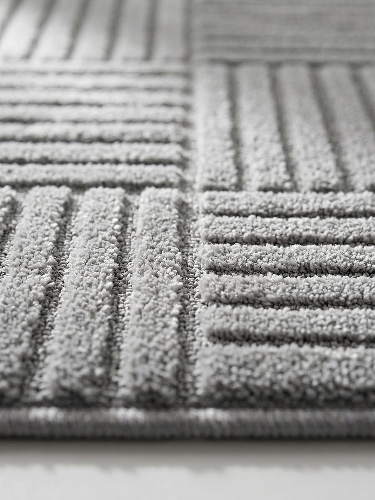 TEPPICH Hochflor RIGI in Silber, mit Cord-Streifen-Patchwork, 80 x 250 cm - Silberfarben, Textil (80/250cm) - KADIMA DESIGN