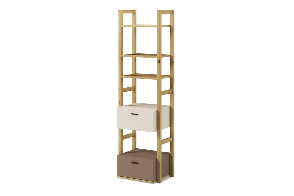 KINDER-BÜCHERREGAL TRIDA mit Schubladen, creme/braun/artisan Eiche - Creme/Braun, Holz (51/180/40cm) - KONSIMO®