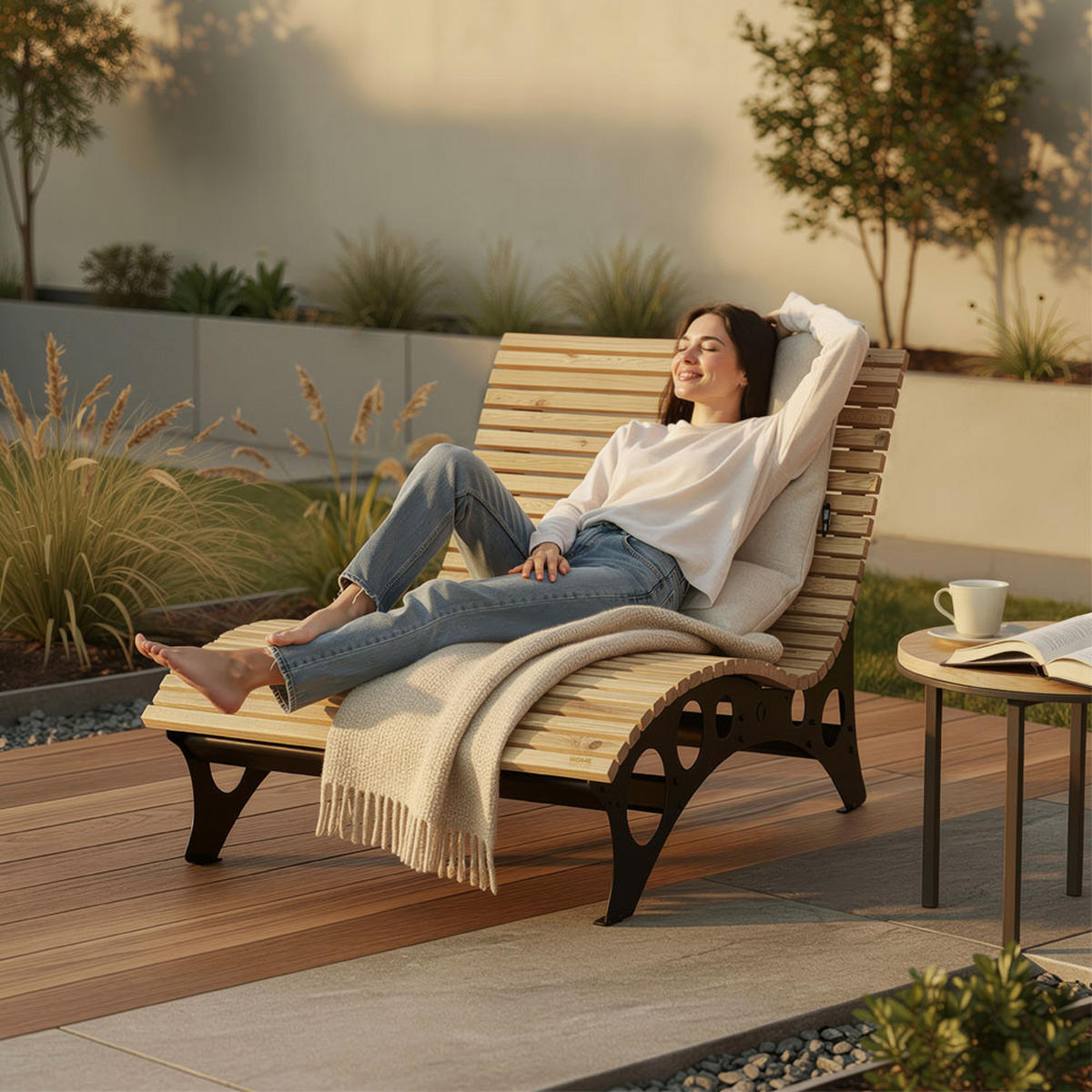 WELLENHOLZLIEGE TAIGA - 120 cm - Naturfarben, Holz (120/114/157cm) - Home Deluxe