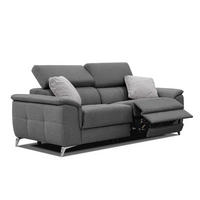 SOFA PLAUEN 3-Sitzer mit 2 Relaxfunktionen, dunkelgrau - Dunkelgrau/Silberfarben, Holzwerkstoff/Textil (214/83/105cm) - Courtois Laville
