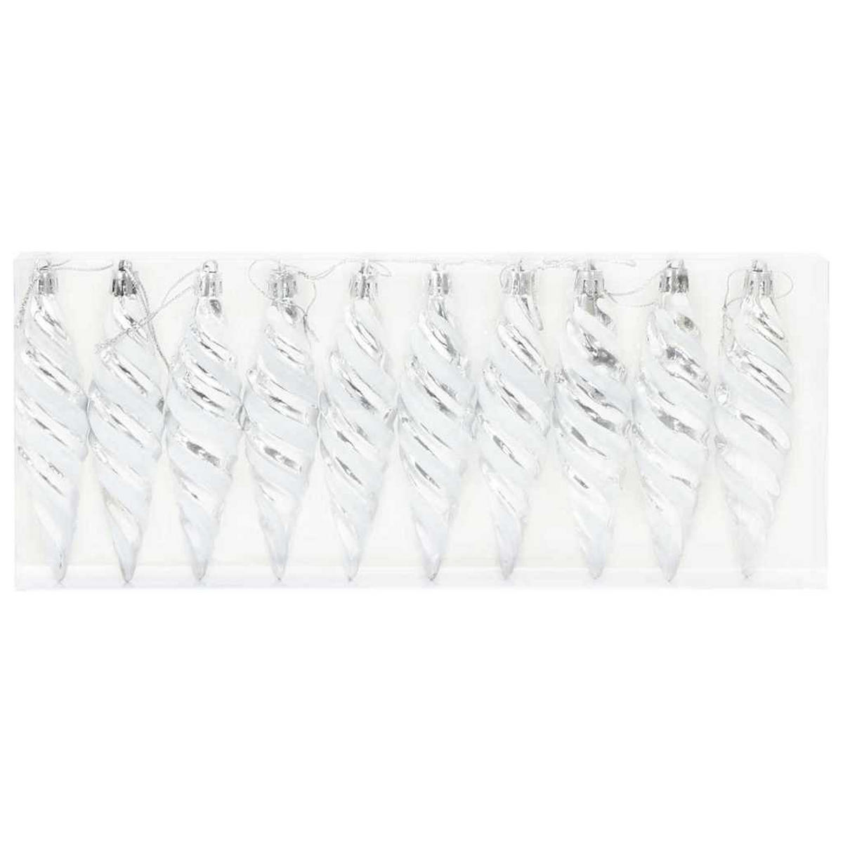 WEIHNACHTSKUGEL Spiralenform 40 -teilig 3/11 cm Silber Kunststoff - Silberfarben, Kunststoff (3/11/3cm) - vidaXL