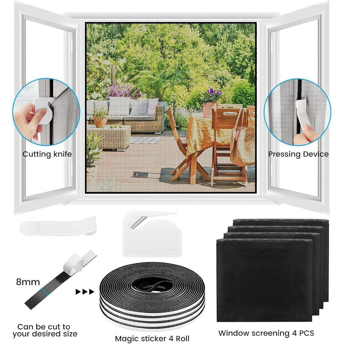 FLIEGENGITTER 4er Set 130 x 150 cm Schwarz - Transparent, Textil (5/15/5.2cm)