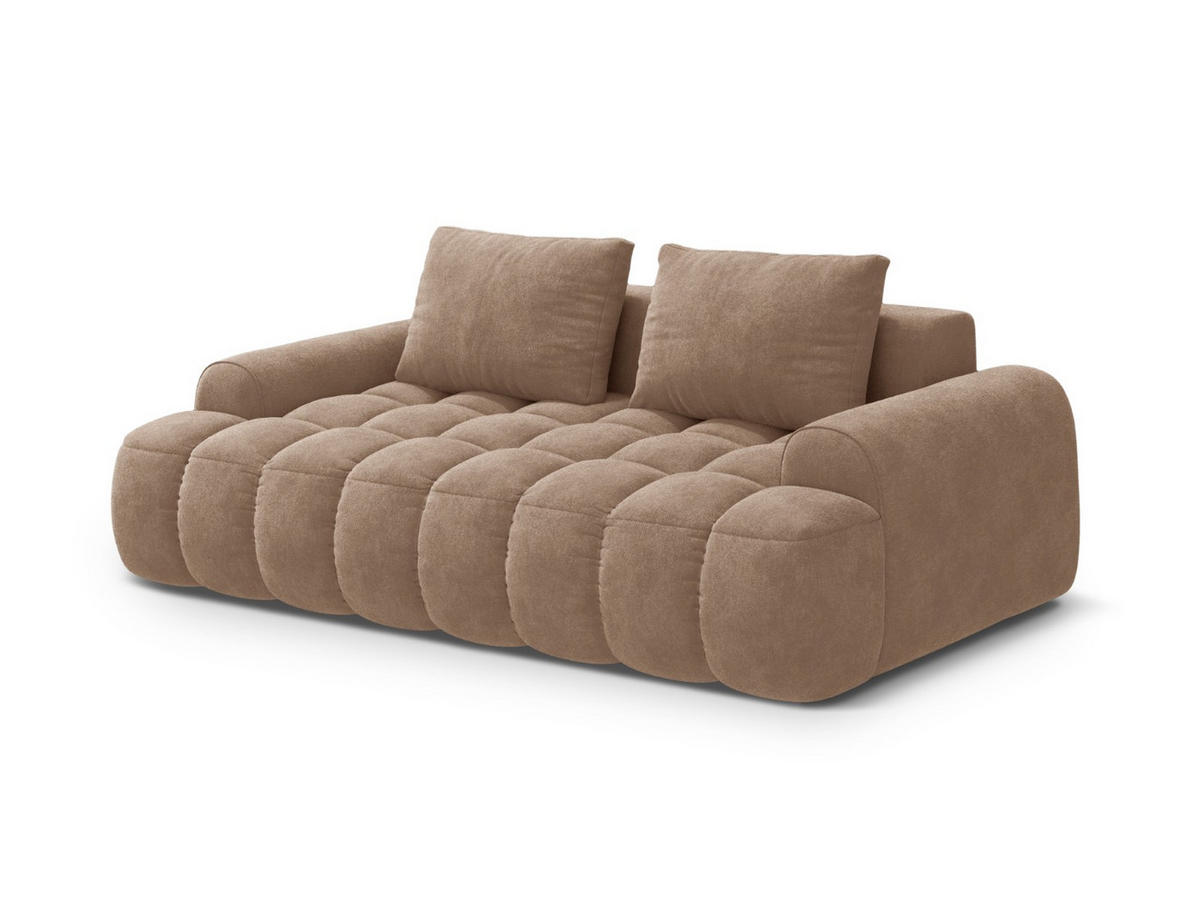SOFA Linz aus Samt dunkelbeige 3 Sitzplätze - Mokka, Textil (100/84/200cm) - Cosmopolitan Design