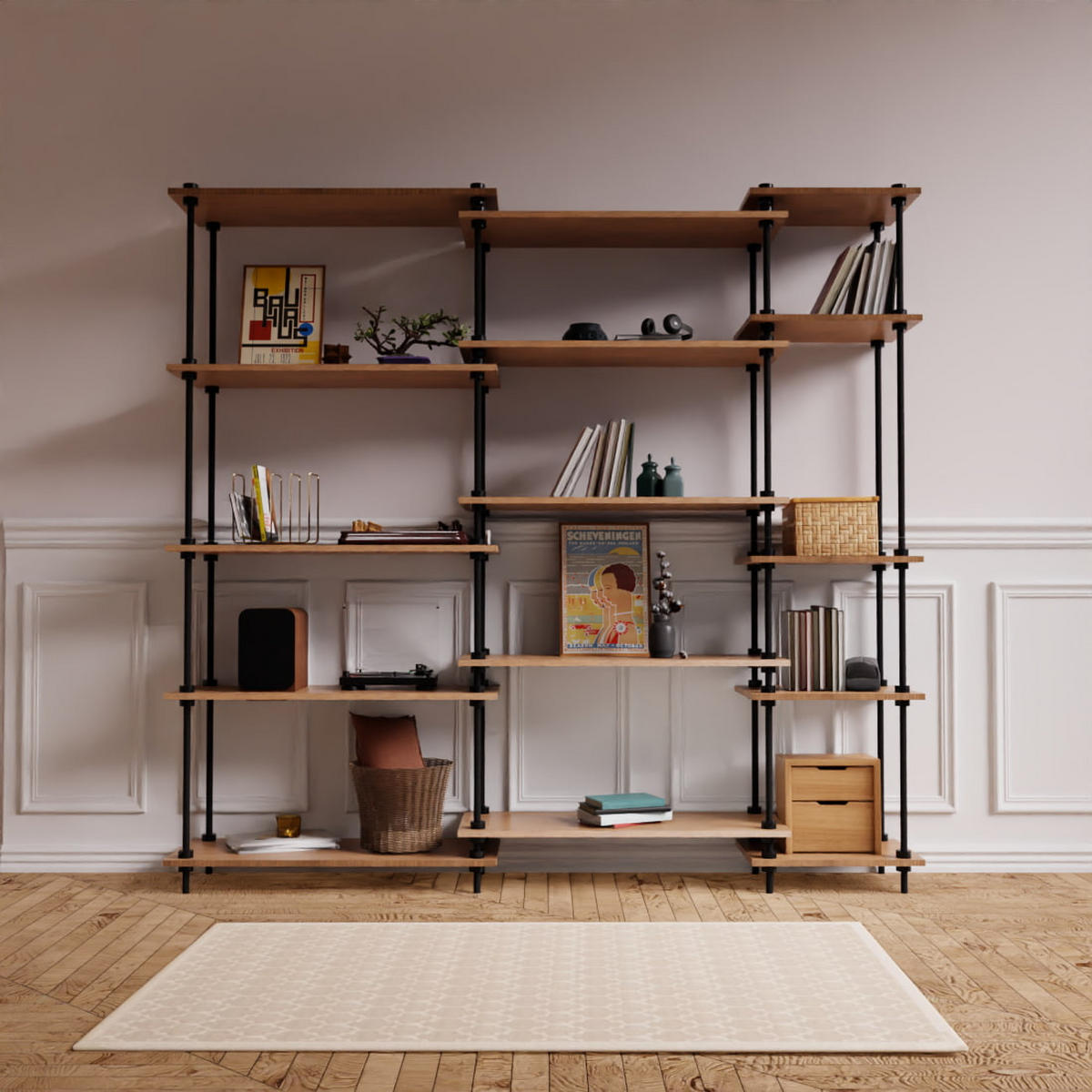 REGALSYSTEM mit Standregalen 185x193x35 - Eiche San Remo, Metall (193/185/35cm) - AR Shelving