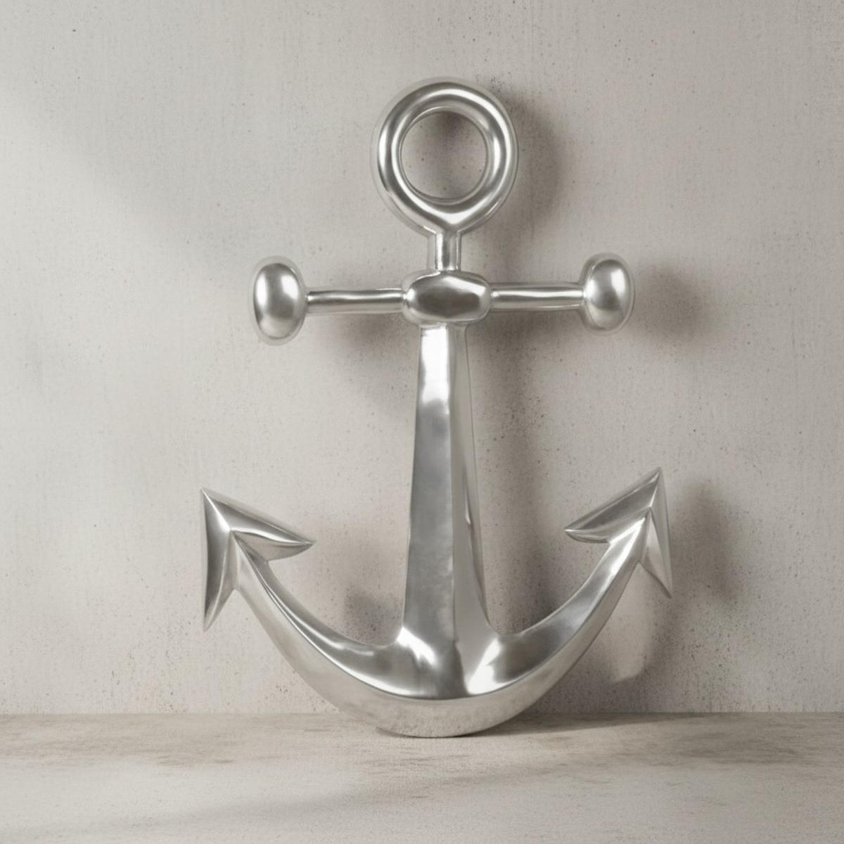 WANDDEKO Anker Aluminium silberfarben poliert 62,5 cm handgefertigt - Silberfarben, Metall (40/63/4cm) - KADIMA DESIGN