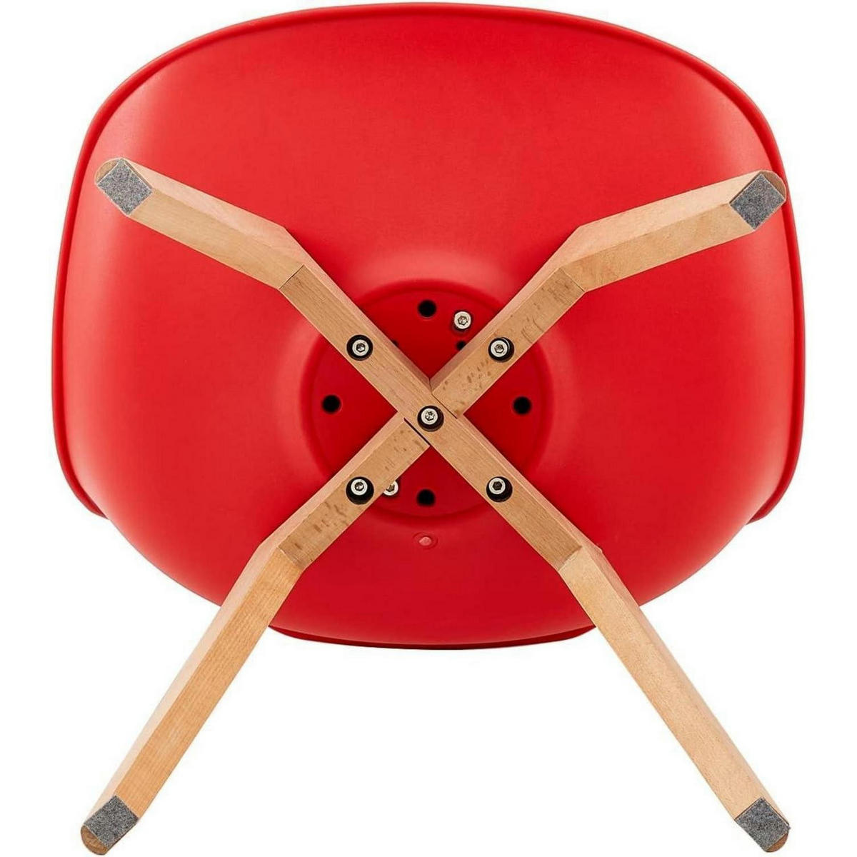 ESSZIMMERSTUHL 8er Set Rot mit Massivholzbeinen - Rot, Kunststoff (47.5/82/41cm)