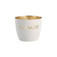TEELICHTHALTER Madras Namaste M, Eisen, weiß / Gold, H 8.5 cm - Weiß, Metall (8cm) - Gift Company