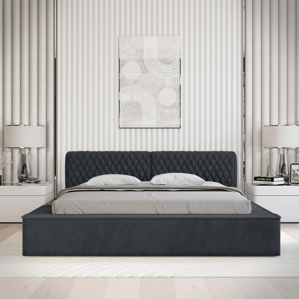 POLSTERBETT Norfolk In Ditra - Blau, Holzwerkstoff/Textil (140/200cm) - Fun Möbel